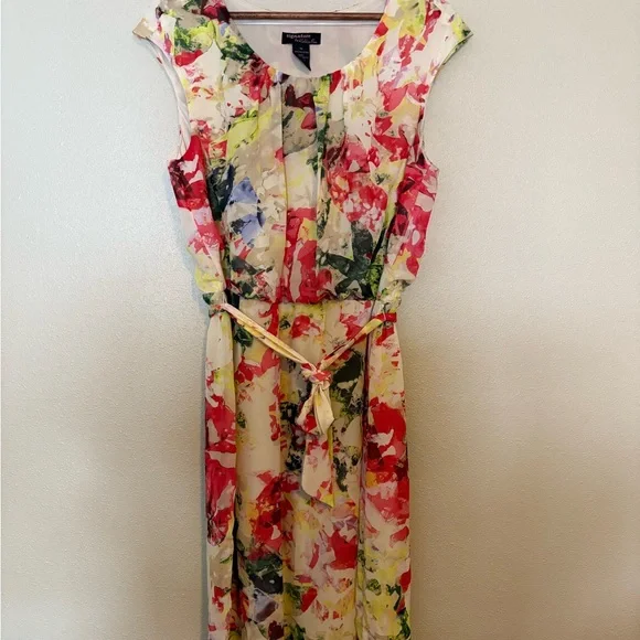 Signature by Robbie Bee Yellow Floral Print Sleeveless Dress Size 14 - Picture 1 of 5